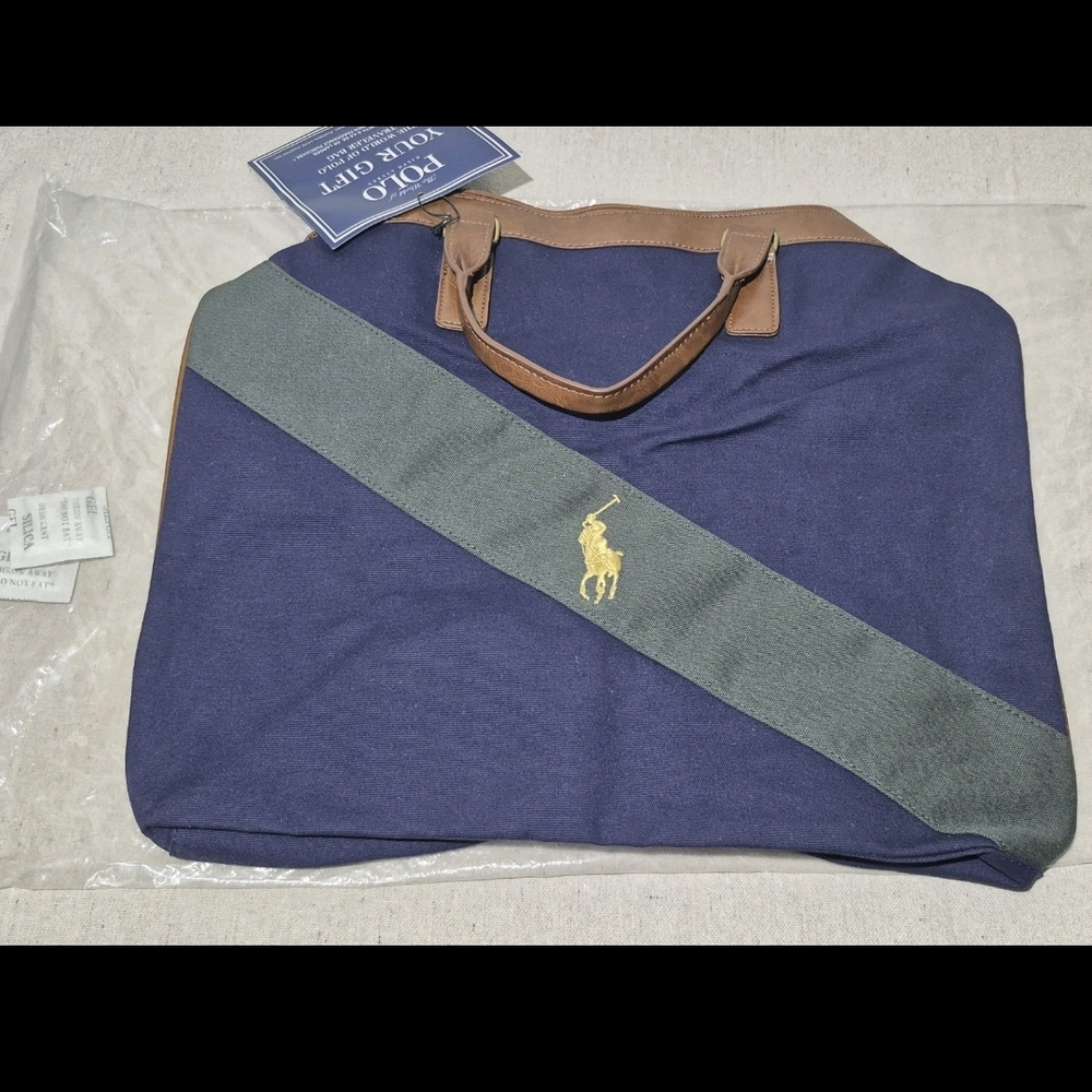 Polo by Ralph Lauren Green and Blue Duffel Bag with Durable Fabric